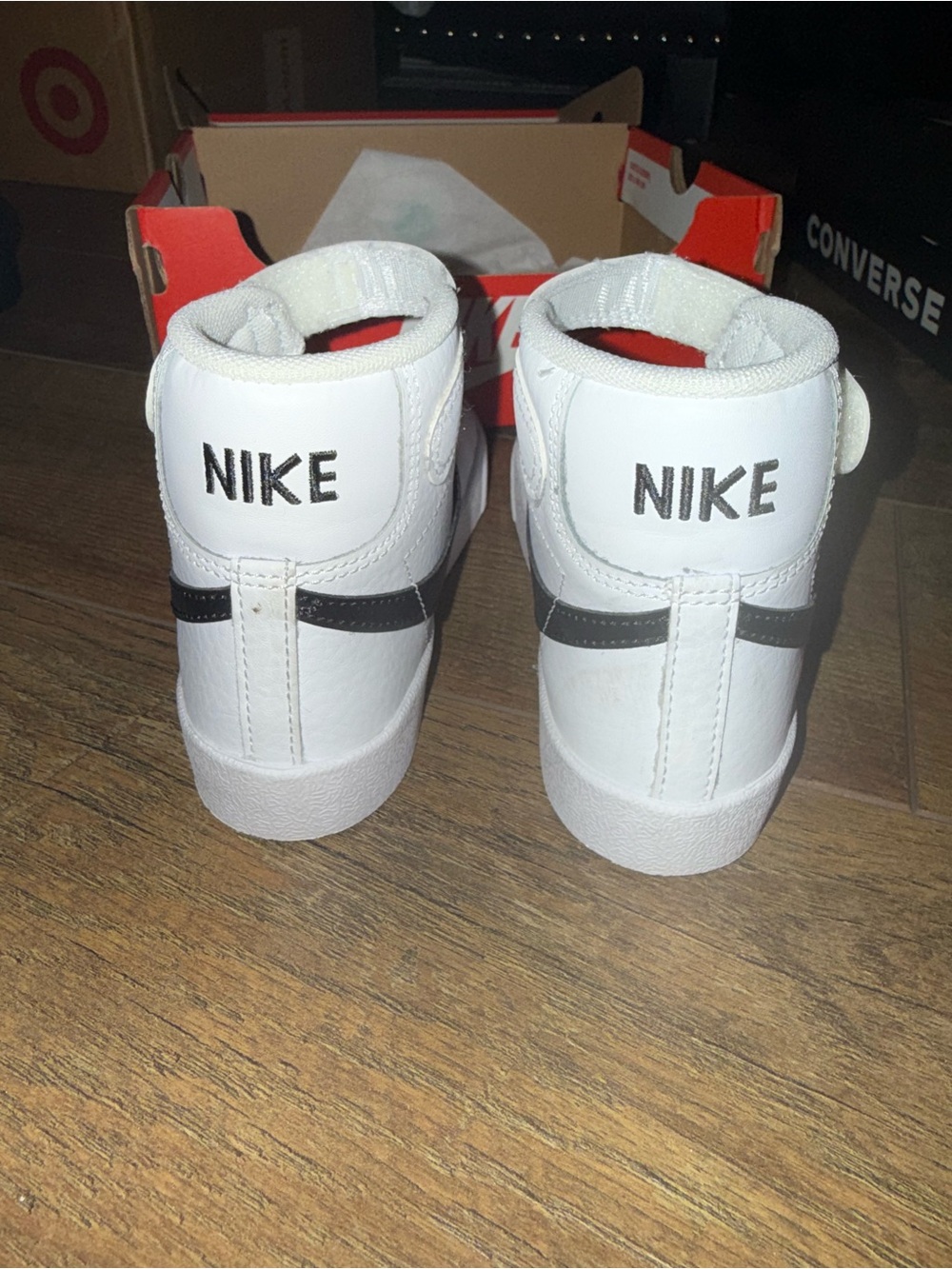 Nike Blazer Kids White and Black Mid-Top Sneakers with Velcro Strap - Picture 4 of 5